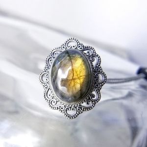 Samuel B. Sterling Silver Filigree Ring With Labradorite Size 8